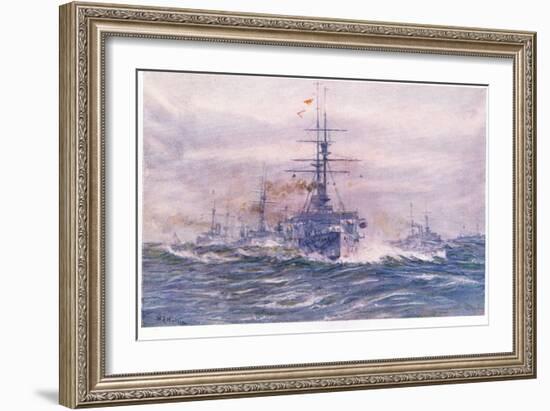 Battleships of the White Era at Sea, 1915-William Lionel Wyllie-Framed Giclee Print