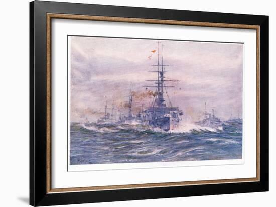 Battleships of the White Era at Sea, 1915-William Lionel Wyllie-Framed Giclee Print