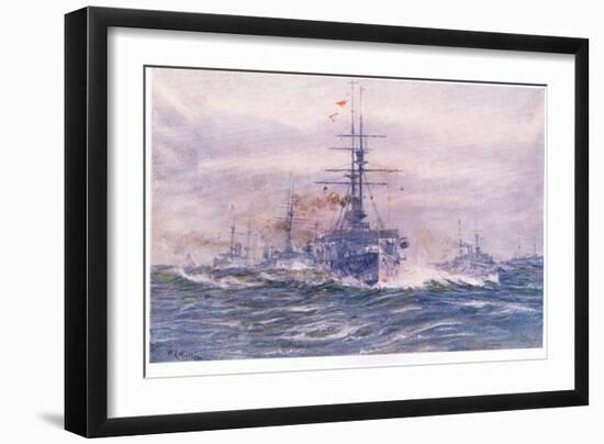 Battleships of the White Era at Sea, 1915-William Lionel Wyllie-Framed Giclee Print