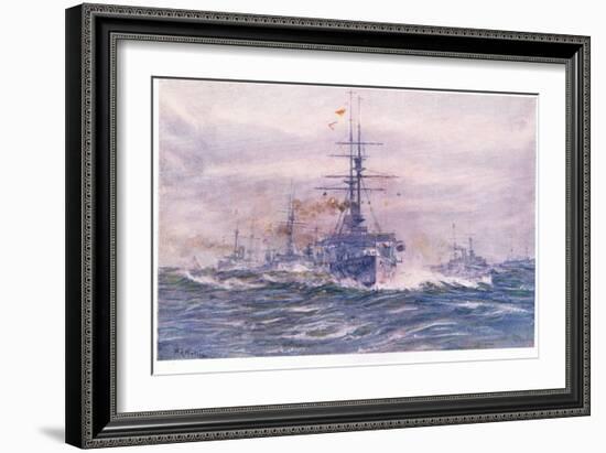 Battleships of the White Era at Sea, 1915-William Lionel Wyllie-Framed Giclee Print