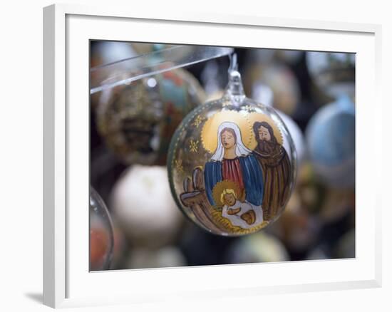 Baubles for Sale in the Viennese Christmas Market, Vienna, Austria.-Jon Hicks-Framed Photographic Print