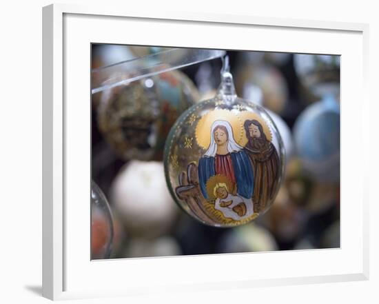 Baubles for Sale in the Viennese Christmas Market, Vienna, Austria.-Jon Hicks-Framed Photographic Print