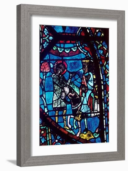 Baudoin tells Charlemagne of the death of Roland, stained glass, Chartres Cathedral, 1194-1260-Unknown-Framed Giclee Print