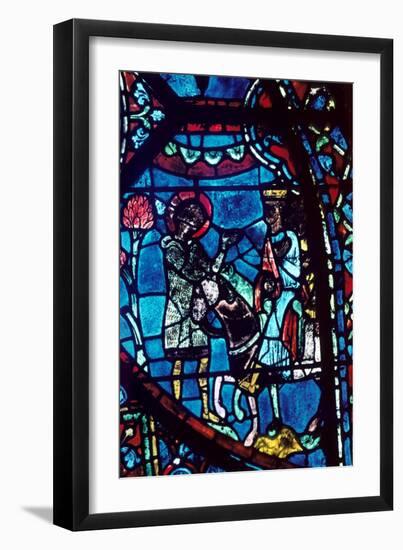 Baudoin tells Charlemagne of the death of Roland, stained glass, Chartres Cathedral, 1194-1260-Unknown-Framed Giclee Print