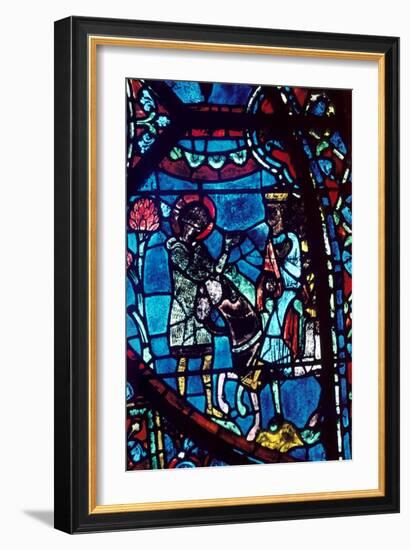 Baudoin tells Charlemagne of the death of Roland, stained glass, Chartres Cathedral, 1194-1260-Unknown-Framed Giclee Print