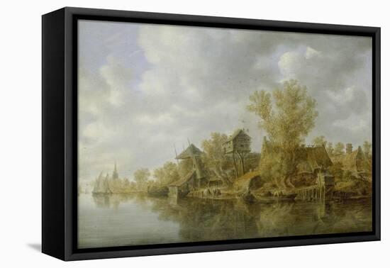 Bauerngehoefte Am Fluss, 1636-Jan Van Goyen-Framed Premier Image Canvas