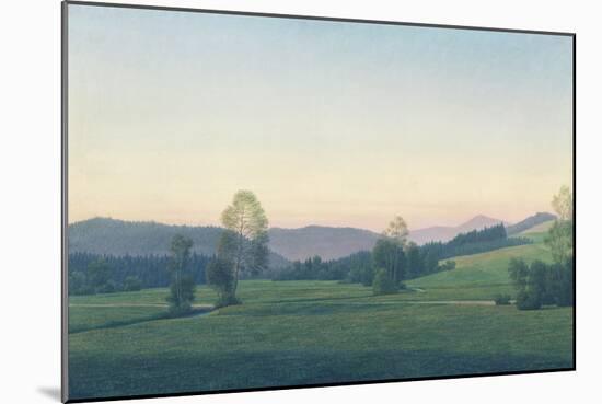 Bavarian Landscape, 1933 (Oil on Canvas)-Georg Schrimpf-Mounted Giclee Print