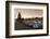 Bavarian Lion and Mangturm at the port at sunset, Lindau, Lake Constance, Bavaria, Germany, Europe-Markus Lange-Framed Photographic Print