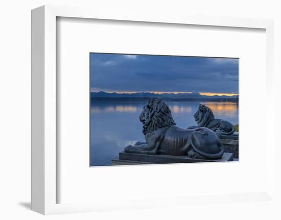 Bavarian Lions in Front of the Midgardhaus, Germany-P. Widmann-Framed Photographic Print