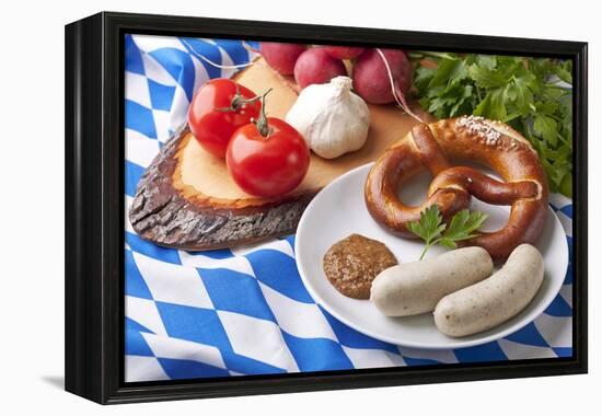 Bavarian White Sausages with Sweet Mustard and Bretzels-egal-Framed Premier Image Canvas