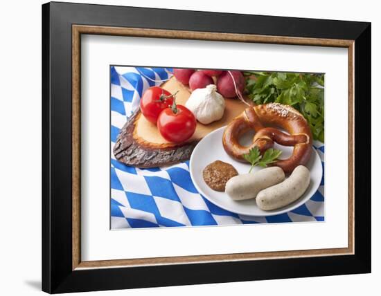 Bavarian White Sausages with Sweet Mustard and Bretzels-egal-Framed Photographic Print