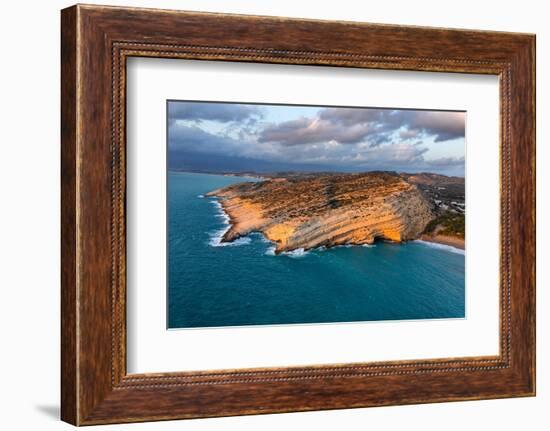 Bay and beach of Matala, Iraklion, Crete, Greek Islands, Greece, Europe-Markus Lange-Framed Photographic Print