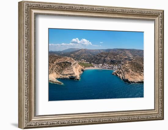 Bay and beach of Matala, Iraklion, Crete, Greek Islands, Greece, Europe-Markus Lange-Framed Photographic Print