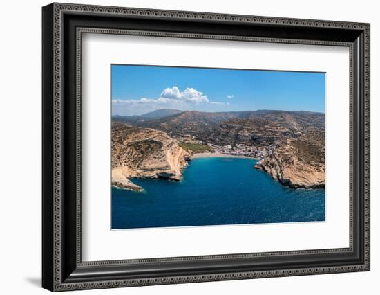 Bay and beach of Matala, Iraklion, Crete, Greek Islands, Greece, Europe-Markus Lange-Framed Photographic Print