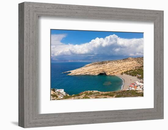 Bay and beach of Matala, Iraklion, Crete, Greek Islands, Greece, Europe-Markus Lange-Framed Photographic Print