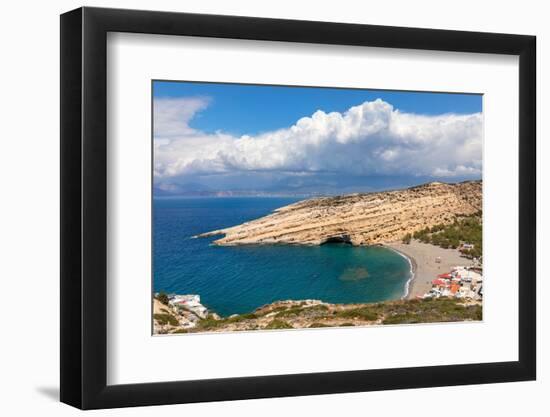 Bay and beach of Matala, Iraklion, Crete, Greek Islands, Greece, Europe-Markus Lange-Framed Photographic Print