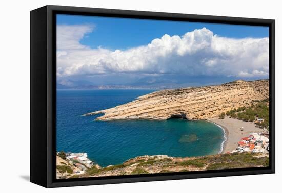 Bay and beach of Matala, Iraklion, Crete, Greek Islands, Greece, Europe-Markus Lange-Framed Premier Image Canvas