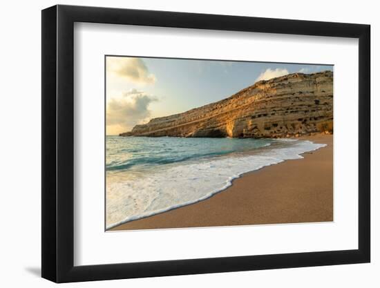 Bay and beach of Matala, Iraklion, Crete, Greek Islands, Greece, Europe-Markus Lange-Framed Photographic Print