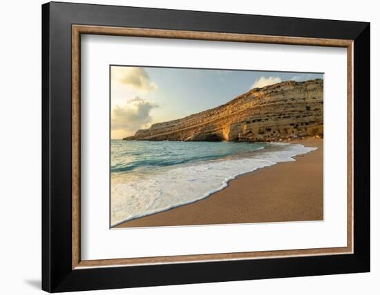 Bay and beach of Matala, Iraklion, Crete, Greek Islands, Greece, Europe-Markus Lange-Framed Photographic Print