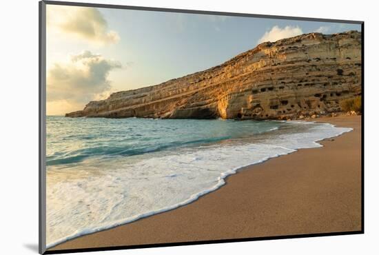 Bay and beach of Matala, Iraklion, Crete, Greek Islands, Greece, Europe-Markus Lange-Mounted Photographic Print