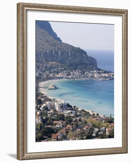 Bay and Pier, Mondello, Palermo, Sicily, Italy, Mediterranean, Europe-Martin Child-Framed Photographic Print