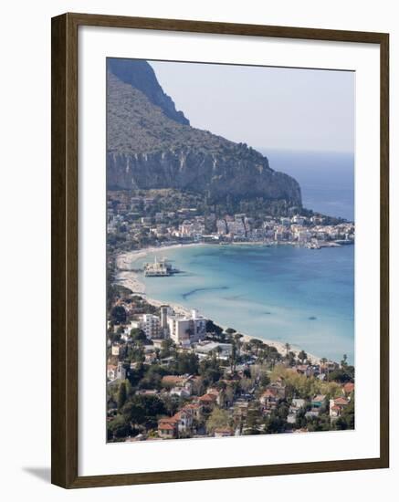 Bay and Pier, Mondello, Palermo, Sicily, Italy, Mediterranean, Europe-Martin Child-Framed Photographic Print