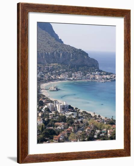 Bay and Pier, Mondello, Palermo, Sicily, Italy, Mediterranean, Europe-Martin Child-Framed Photographic Print