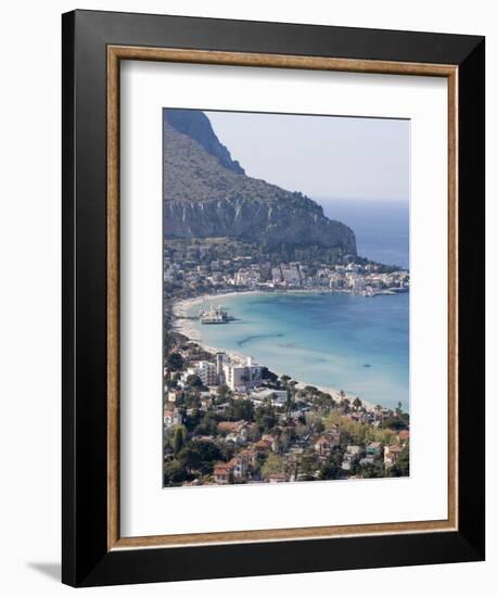 Bay and Pier, Mondello, Palermo, Sicily, Italy, Mediterranean, Europe-Martin Child-Framed Photographic Print