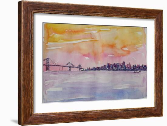 Bay Area San Francisco with Oakland Bay Bridge-Markus Bleichner-Framed Art Print