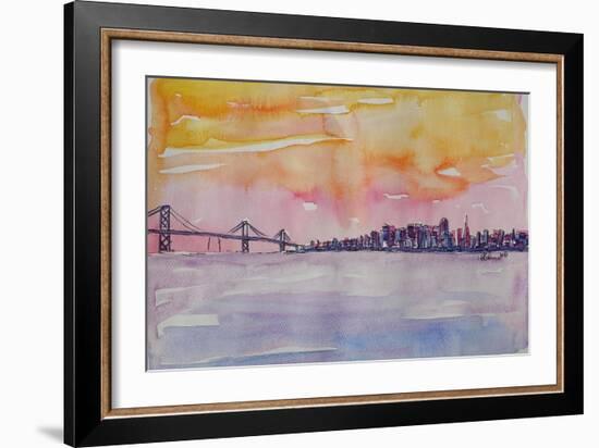 Bay Area San Francisco with Oakland Bay Bridge-Markus Bleichner-Framed Art Print