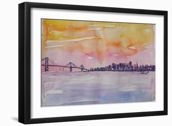 Bay Area San Francisco with Oakland Bay Bridge-Markus Bleichner-Framed Art Print