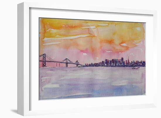 Bay Area San Francisco with Oakland Bay Bridge-Markus Bleichner-Framed Art Print