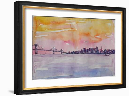 Bay Area San Francisco with Oakland Bay Bridge-Markus Bleichner-Framed Art Print