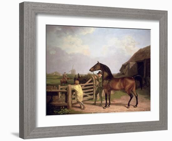 Bay Ascham', a Stallion Led Through a Gate to a Mare, 1804-Jacques-Laurent Agasse-Framed Giclee Print