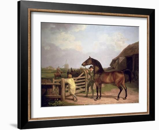 Bay Ascham', a Stallion Led Through a Gate to a Mare, 1804-Jacques-Laurent Agasse-Framed Giclee Print