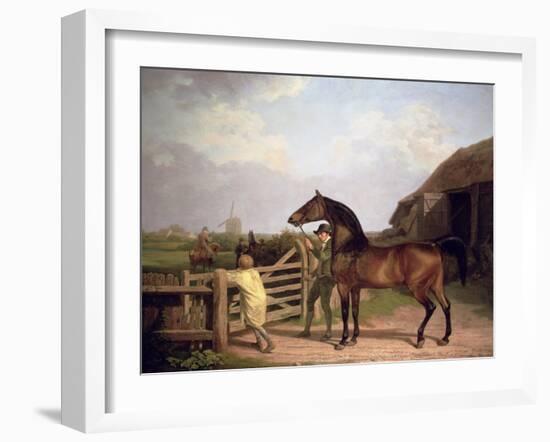 Bay Ascham', a Stallion Led Through a Gate to a Mare, 1804-Jacques-Laurent Agasse-Framed Giclee Print