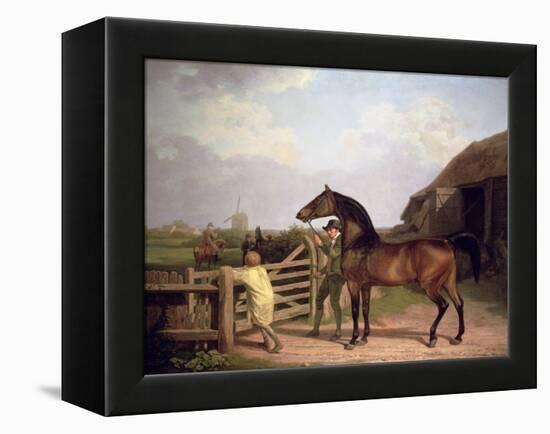 Bay Ascham', a Stallion Led Through a Gate to a Mare, 1804-Jacques-Laurent Agasse-Framed Premier Image Canvas