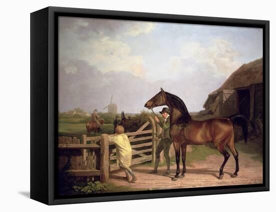 Bay Ascham', a Stallion Led Through a Gate to a Mare, 1804-Jacques-Laurent Agasse-Framed Premier Image Canvas