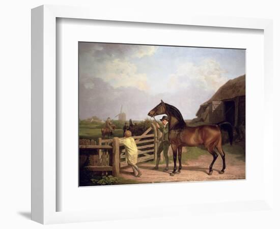 Bay Ascham', a Stallion Led Through a Gate to a Mare, 1804-Jacques-Laurent Agasse-Framed Premium Giclee Print