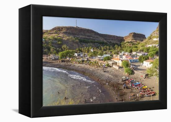 Bay, Beach and Cidade Velha Village, Santiago Island, Cape Verde-Peter Adams-Framed Premier Image Canvas