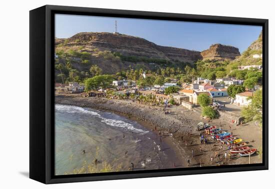 Bay, Beach and Cidade Velha Village, Santiago Island, Cape Verde-Peter Adams-Framed Premier Image Canvas