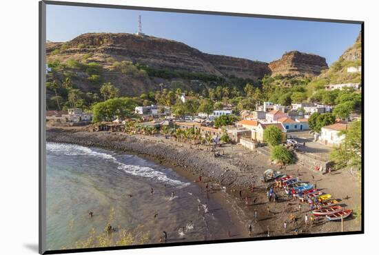 Bay, Beach and Cidade Velha Village, Santiago Island, Cape Verde-Peter Adams-Mounted Photographic Print