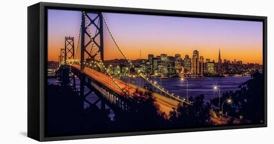 Bay Bridge at dusk, San Francisco, California, USA-null-Framed Premier Image Canvas