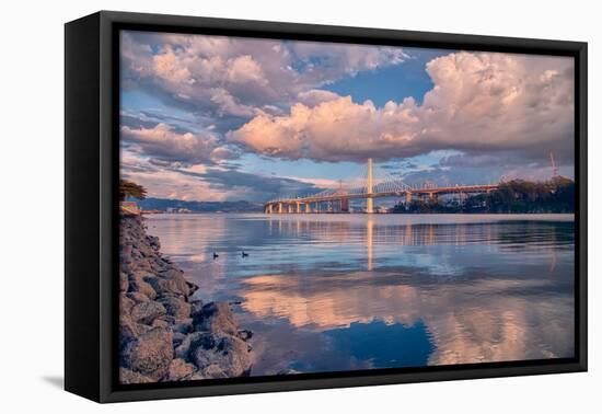 Bay Bridge Cloudscape Wide, Oakland, California-null-Framed Premier Image Canvas