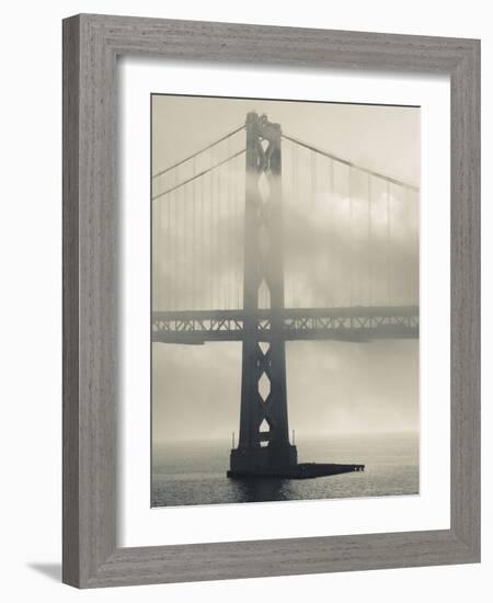 Bay Bridge in Fog, Embarcadero, San Francisco, California, Usa-Walter Bibikow-Framed Photographic Print