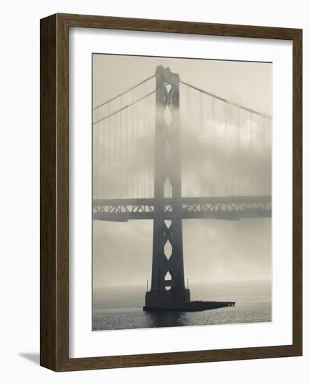 Bay Bridge in Fog, Embarcadero, San Francisco, California, Usa-Walter Bibikow-Framed Photographic Print