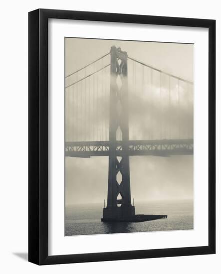 Bay Bridge in Fog, Embarcadero, San Francisco, California, Usa-Walter Bibikow-Framed Photographic Print