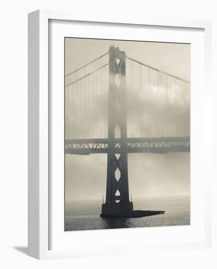 Bay Bridge in Fog, Embarcadero, San Francisco, California, Usa-Walter Bibikow-Framed Photographic Print