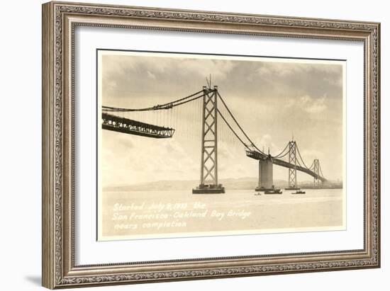 Bay Bridge under Construction-null-Framed Premium Giclee Print