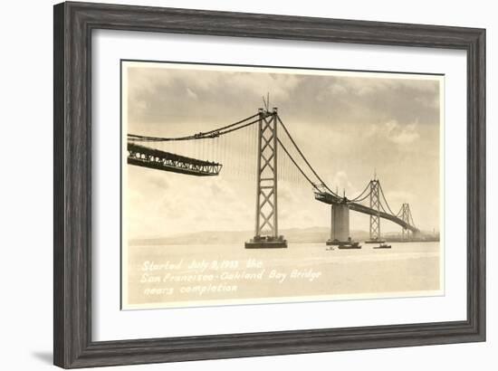 Bay Bridge under Construction-null-Framed Premium Giclee Print